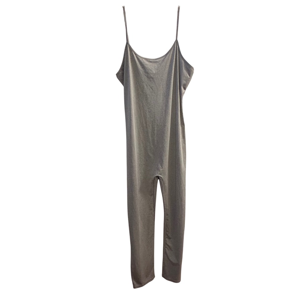 Daisy Womens Gray Spaghetti Strap Stretch Catsuit Jumpsuit Size 2X Bodycon